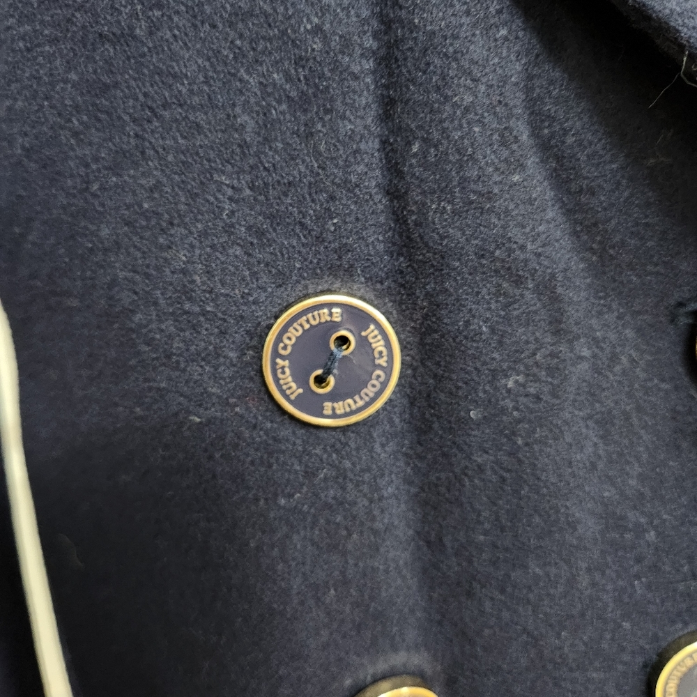 Juicy Couture Navy Button Close Wool Blend Pea Coat - Picture 4 of 6